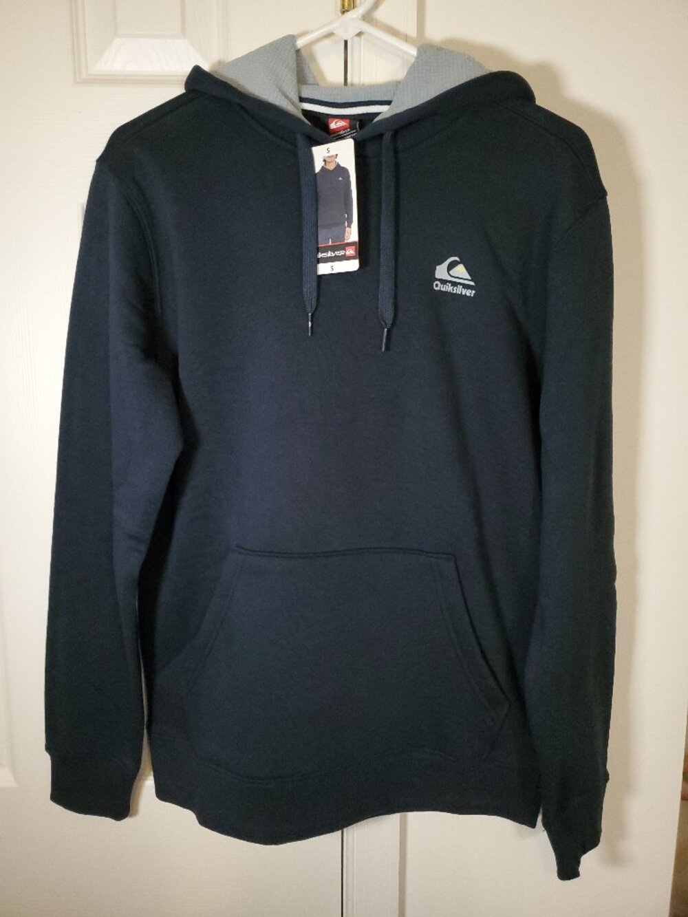 Quiksilver Mens Hoodie Navy Blue Graphic Touch of Paradise Sweatshirt Small